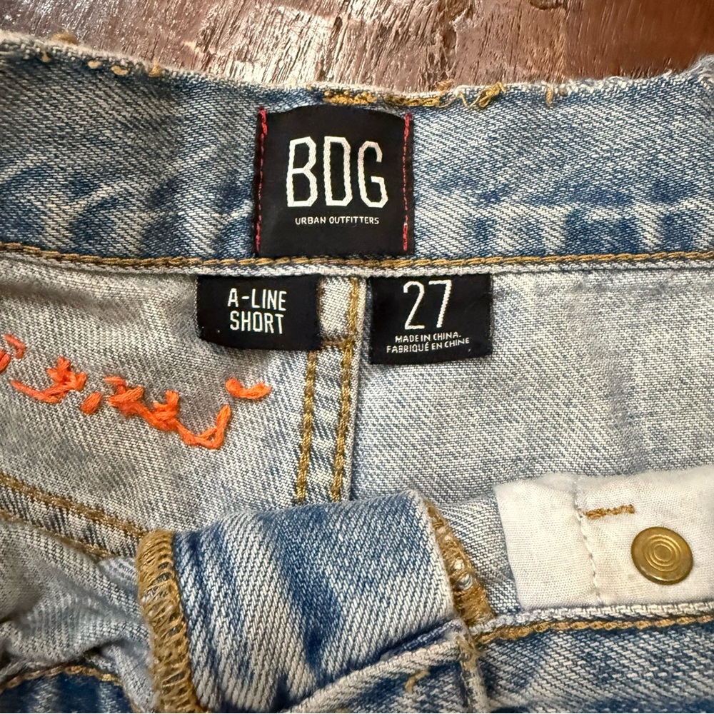 BDG A Line Light Blue Patchwork Jean Shorts - Picture 2 of 13